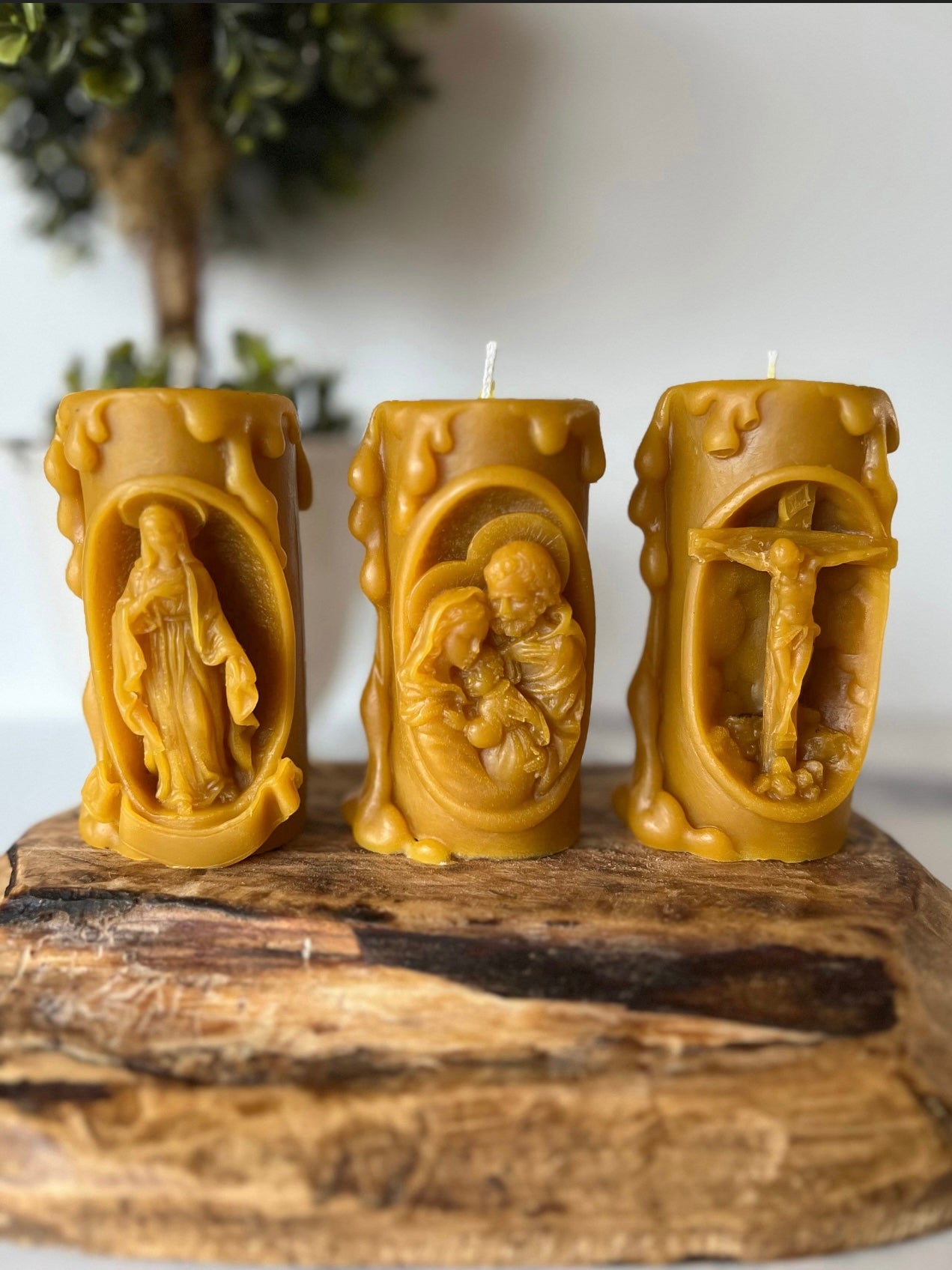 100% Pure Beeswax Catholic Candle Set