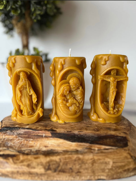 100% Pure Beeswax Catholic Candle Set