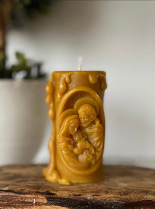 Holy Family Beeswax Candle
